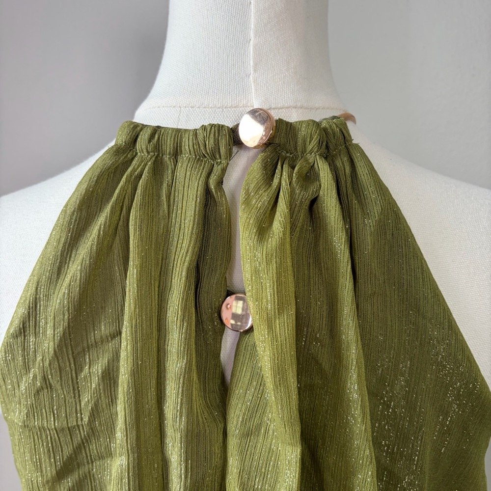 Missguided Green Metallic Tiered Ruffle Mini Dress - Picture 5 of 11